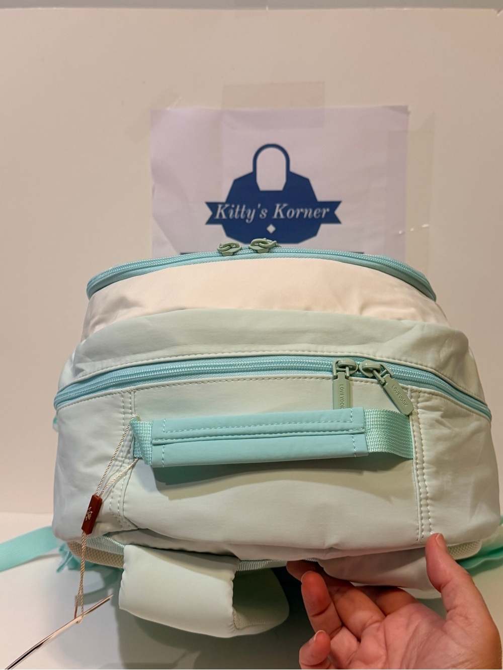 NWT Lovevook Backpack in Cream, Light Mint Green/Light Teal Colors - Picture 5 of 7